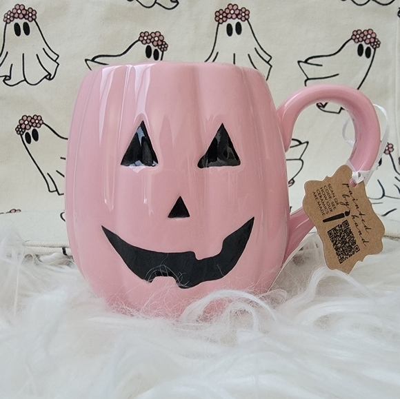 🎃 NWT Lang Pink Pumpkin Halloween Coffee Mug 🎃 - Picture 1 of 4